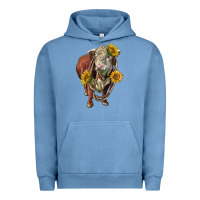 Pigment Pebble Blue hereford bull rope and sunflowers Urban Hoodie - LillyAllenDesigns