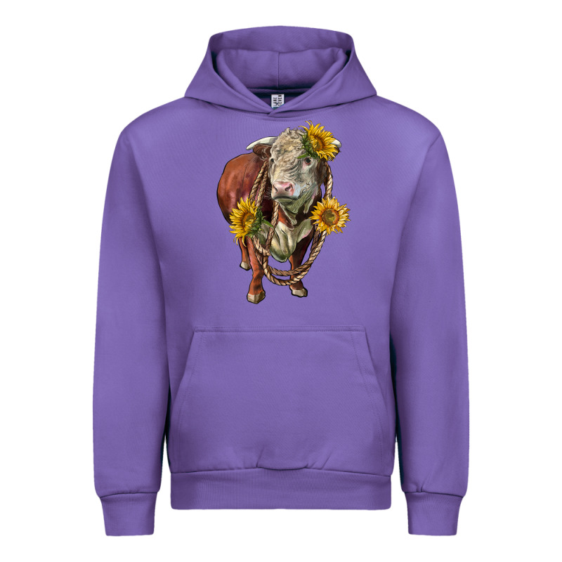 Hereford Bull Rope And Sunflowers Urban Hoodie by LillyAllenDesigns | Teevron