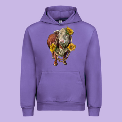 Hereford Bull Rope And Sunflowers Urban Hoodie Designed By Lillyallendesigns