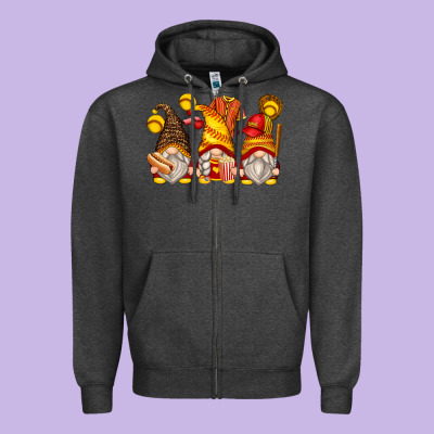 Softball Gnomes Zipper Hoodie Designed By Zillion Design Studio