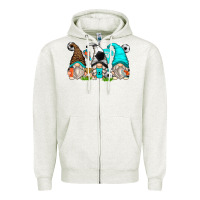 Oatmeal Heather soccer gnomes Zipper Hoodie - Zillion Design Studio
