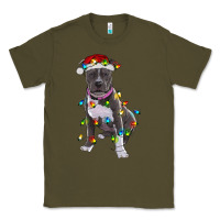 Army Green Pitbull With Christmas Lights Classic Tee - RanaPortraitStore