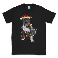 Black Pitbull With Christmas Lights Classic Tee - RanaPortraitStore
