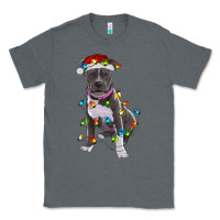 Charcoal Heather Pitbull With Christmas Lights Classic Tee - RanaPortraitStore
