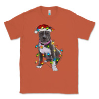 Copper Pitbull With Christmas Lights Classic Tee - RanaPortraitStore