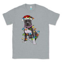 Heather Grey Pitbull With Christmas Lights Classic Tee - RanaPortraitStore