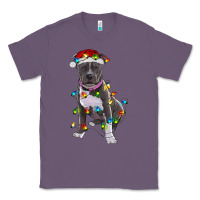Lavender Pitbull With Christmas Lights Classic Tee - RanaPortraitStore