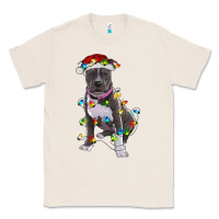 Natural Pitbull With Christmas Lights Classic Tee - RanaPortraitStore