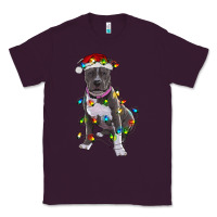 Plum Pitbull With Christmas Lights Classic Tee - RanaPortraitStore