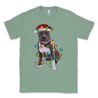 Sage Pitbull With Christmas Lights Classic Tee - RanaPortraitStore