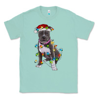 Seafoam Pitbull With Christmas Lights Classic Tee - RanaPortraitStore