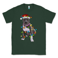 Sports Green Pitbull With Christmas Lights Classic Tee - RanaPortraitStore