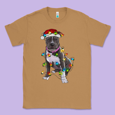 Pitbull With Christmas Lights Classic Tee Designed By Ranaportraitstore