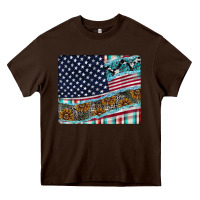 Chocolate Brown American Flag Mouse Pad Heavy Core Tee - CowhideDigitalArt