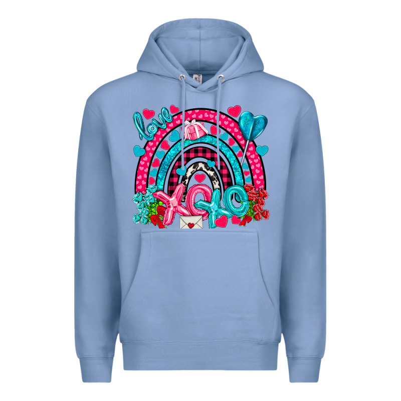 Xo Xo Rainbow Valentine Premium Hoodie by NancyCooperArtShop | Teevron