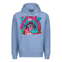 Colony Blue xo xo rainbow valentine Premium Hoodie - NancyCooperArtShop