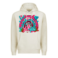 Oatmeal Heather xo xo rainbow valentine Premium Hoodie - NancyCooperArtShop
