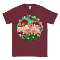 Burgundy Christmas Pigs Classic Tee - RanaPortraitStore
