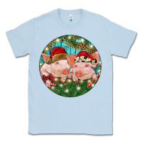 Dusty Blue Christmas Pigs Classic Tee - RanaPortraitStore
