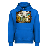 Cobalt charolais heifer with western background Urban Hoodie - LillyAllenDesigns