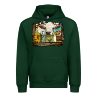 Forest Green charolais heifer with western background Urban Hoodie - LillyAllenDesigns
