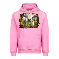 Fuchsia Pink charolais heifer with western background Urban Hoodie - LillyAllenDesigns
