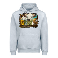 Heather Grey charolais heifer with western background Urban Hoodie - LillyAllenDesigns