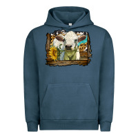 Pigment Midnight Navy charolais heifer with western background Urban Hoodie - LillyAllenDesigns