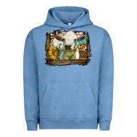 Pigment Pebble Blue charolais heifer with western background Urban Hoodie - LillyAllenDesigns