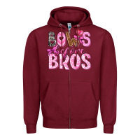 Burgundy bows before bros Zipper Hoodie - texasbilliewilder