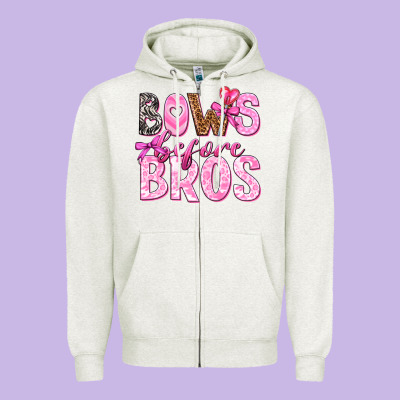 Bows Before Bros Zipper Hoodie Designed By Texasbilliewilder