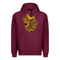 Burgundy glitter sunflowers leopard patch Premium Hoodie - RanaPortraitStore
