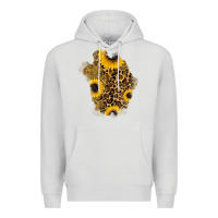 Dove Grey glitter sunflowers leopard patch Premium Hoodie - RanaPortraitStore
