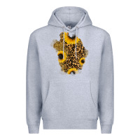Heather Grey glitter sunflowers leopard patch Premium Hoodie - RanaPortraitStore