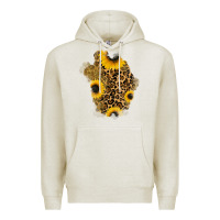 Oatmeal Heather glitter sunflowers leopard patch Premium Hoodie - RanaPortraitStore
