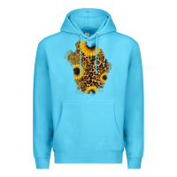 Ocean Blue glitter sunflowers leopard patch Premium Hoodie - RanaPortraitStore