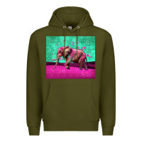 Army Green colorful elephant Premium Hoodie - LillyAllenDesigns