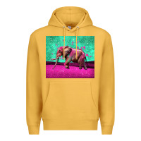 Mustard colorful elephant Premium Hoodie - LillyAllenDesigns