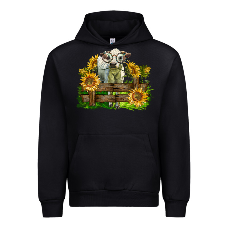 Charolais Heifer With Sunflowers Urban Hoodie by LillyAllenDesigns | Teevron