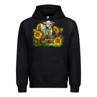 Black charolais heifer with sunflowers Urban Hoodie - LillyAllenDesigns
