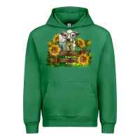 Emerald charolais heifer with sunflowers Urban Hoodie - LillyAllenDesigns