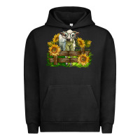 Pigment Black charolais heifer with sunflowers Urban Hoodie - LillyAllenDesigns