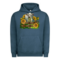 Pigment Midnight Navy charolais heifer with sunflowers Urban Hoodie - LillyAllenDesigns