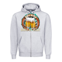 Heather Grey beer never broke my heart Zipper Hoodie - texasbilliewilder
