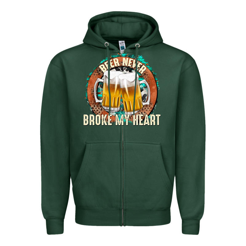 Beer Never Broke My Heart Zipper Hoodie by texasbilliewilder | Teevron