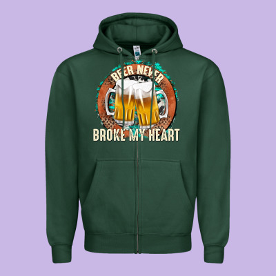 Beer Never Broke My Heart Zipper Hoodie Designed By Texasbilliewilder