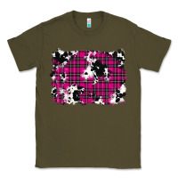 Army Green Pink Christmas Plaid Cowhide Pattern Background Classic Tee - RanaPortraitStore