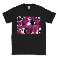 Black Pink Christmas Plaid Cowhide Pattern Background Classic Tee - RanaPortraitStore