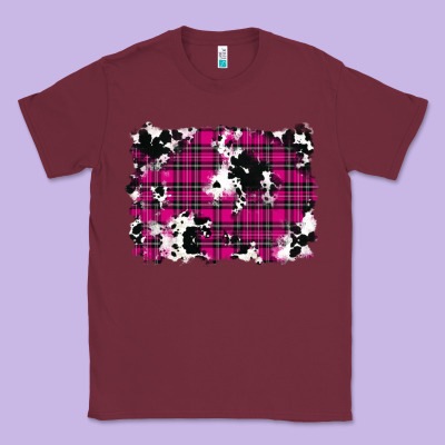 Pink Christmas Plaid Cowhide Pattern Background Classic Tee Designed By Ranaportraitstore