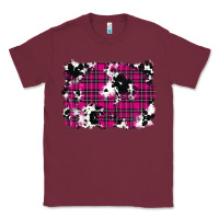 Burgundy Pink Christmas Plaid Cowhide Pattern Background Classic Tee - RanaPortraitStore